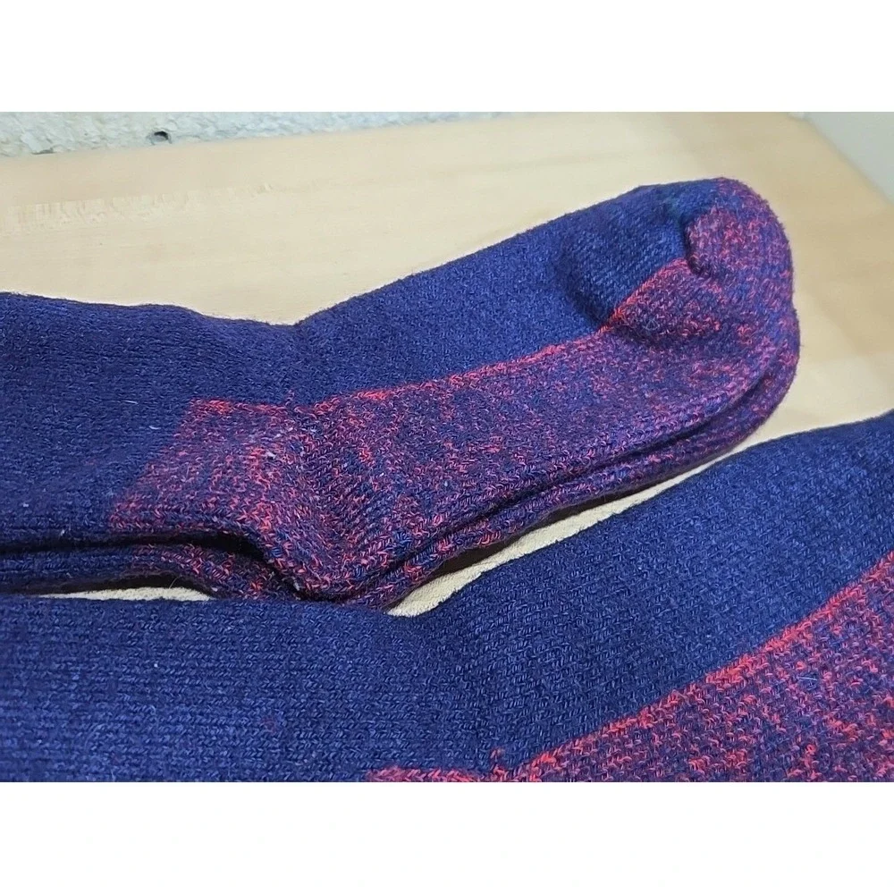 Vintage Men's Wool Boot Socks Lot of‎ 2 Pairs Blue & Red Colorblock NOS
